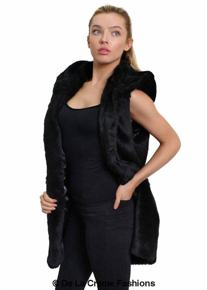 Image of Faux Fur Hooded Gilet 1242281840 from Edmene LLC