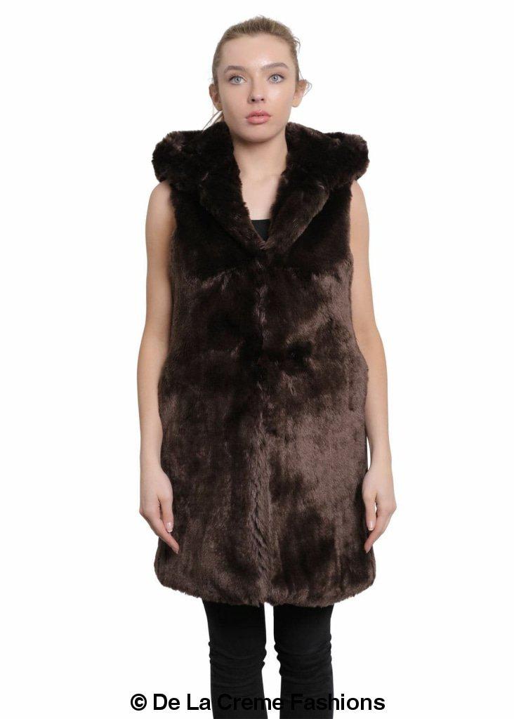 Image of Faux Fur Hooded Gilet 1242281840 from Edmene LLC
