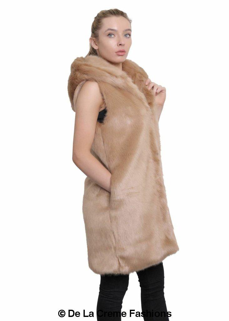 Image of Faux Fur Hooded Gilet 1242281840 from Edmene LLC