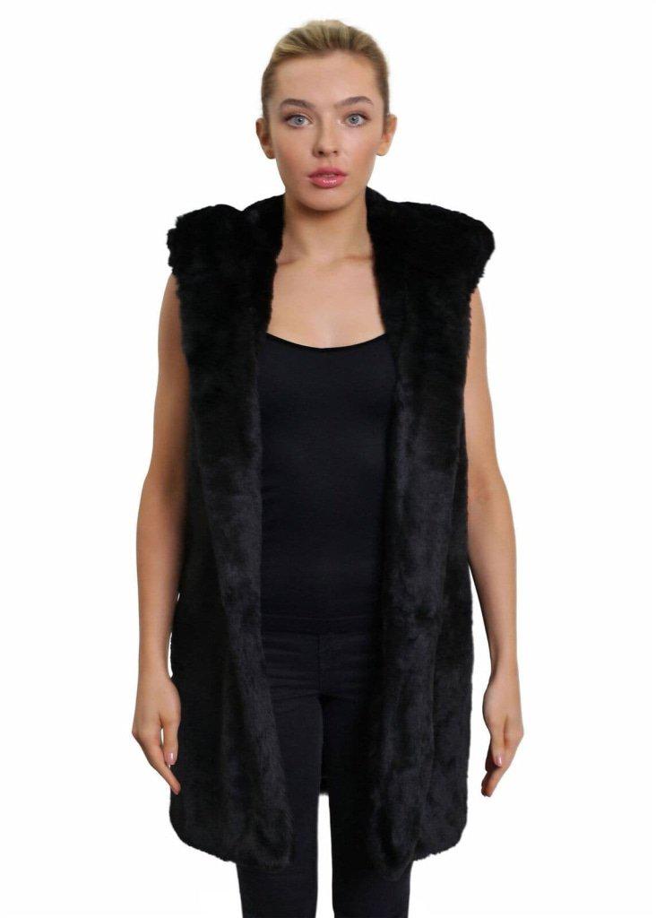 Image of Faux Fur Hooded Gilet from Edmene LLC