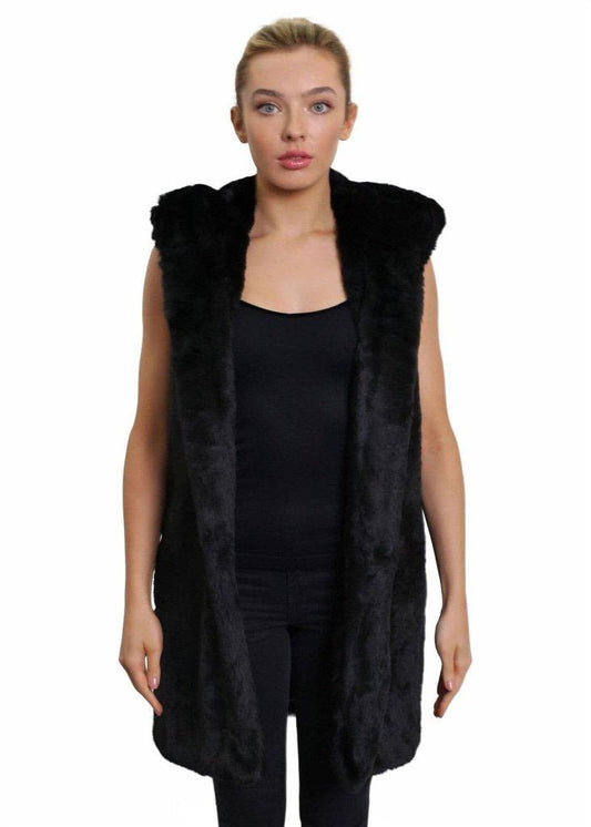 Image of Faux Fur Hooded Gilet from Edmene LLC