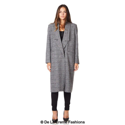 Image of De La Creme Womens Prince Of Wales Check Wool Wrap Long Coat 981556904 from Edmene LLC