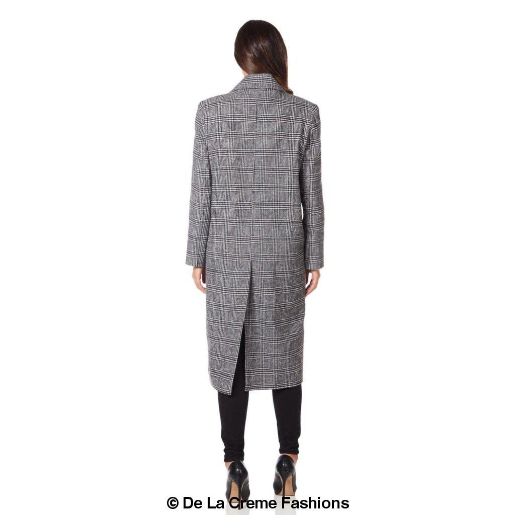 Image of De La Creme Womens Prince Of Wales Check Wool Wrap Long Coat 981556904 from Edmene LLC