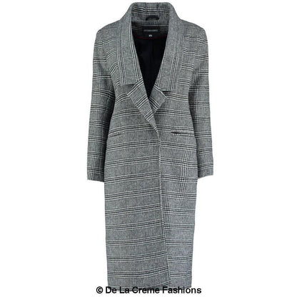 Image of De La Creme Womens Prince Of Wales Check Wool Wrap Long Coat 981556904 from Edmene LLC