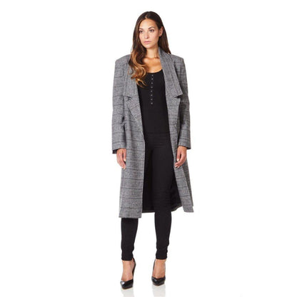 Image of De La Creme - Womens Prince Of Wales Check Wrap Long Coat from Edmene LLC