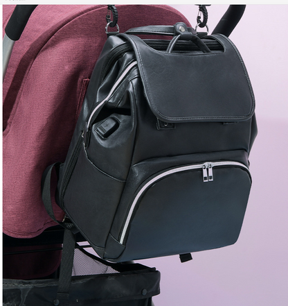 Image of New Pu Leather Diaper Bag Baby Mummy Maternity Bag Backpack Nappy Nursing Bag Outdoor Travel Bag Foldable Cradle 952661968 from Edmene LLC