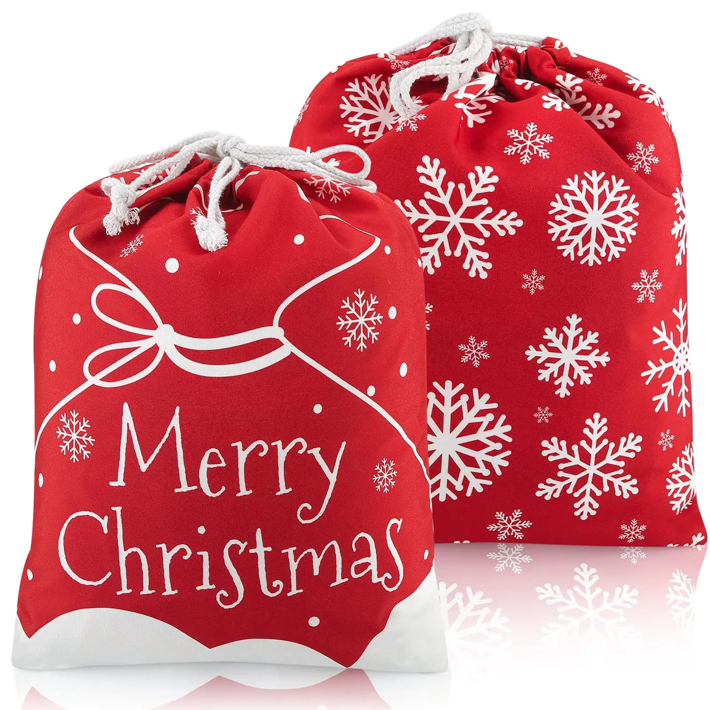 Shindel 2PCS Christmas Santa Sack Christmas Canvas Gift Bag with Drawstring Canvas Bag Merry Christmas 20x15.9 inches