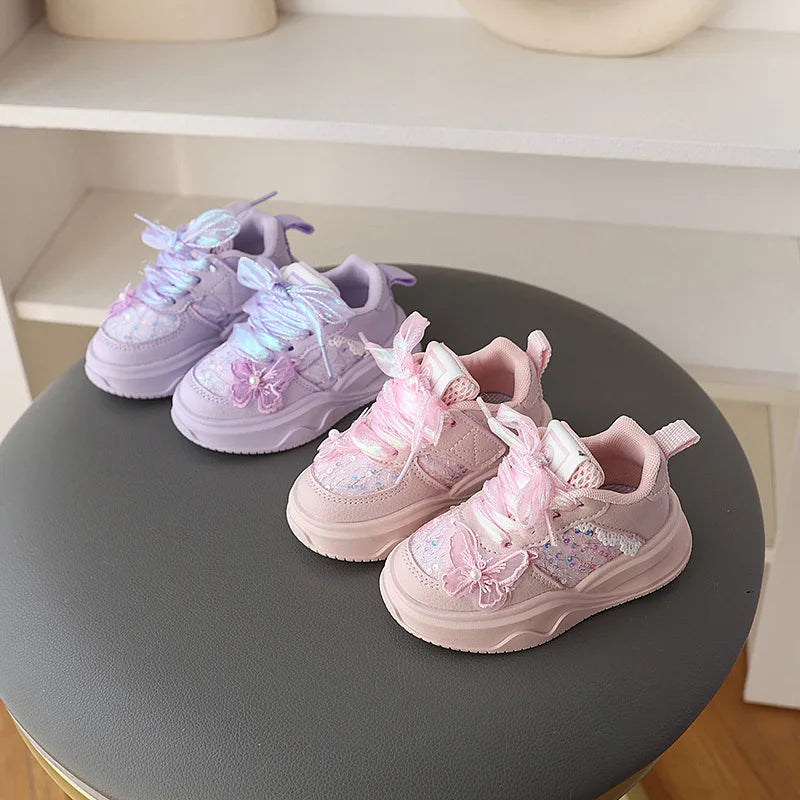 New Sneakers Kis Fashion Sweet Exquisite Women Sport Shoe Princess Mesh Breathable Girl Shoe Comfort Soft Non Slip Casual Shoes