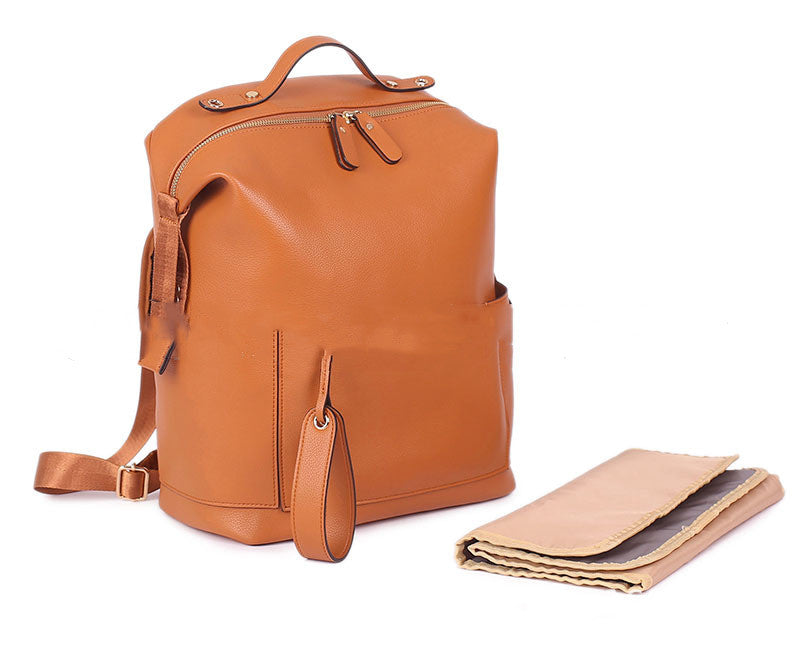 PU Leather Casual Mommy Backpack