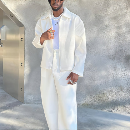 Image of Mens Solid Color Fashion Jacket Casual Pants Two Piece Set 1051012066 from Edmene LLC