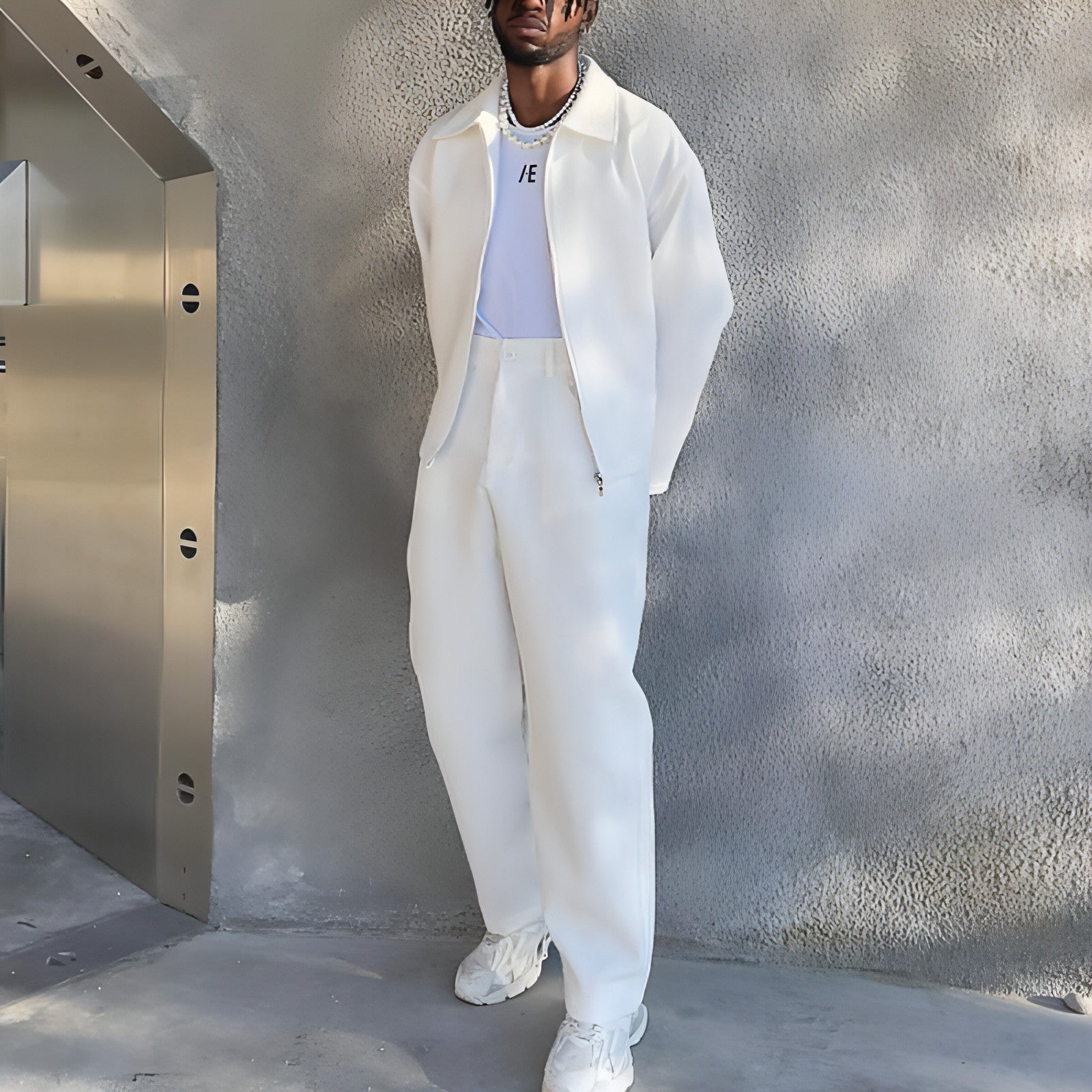 Image of Men's Solid Color Fashion Tracksuit Top Casual Pants Two-... from Edmene LLC