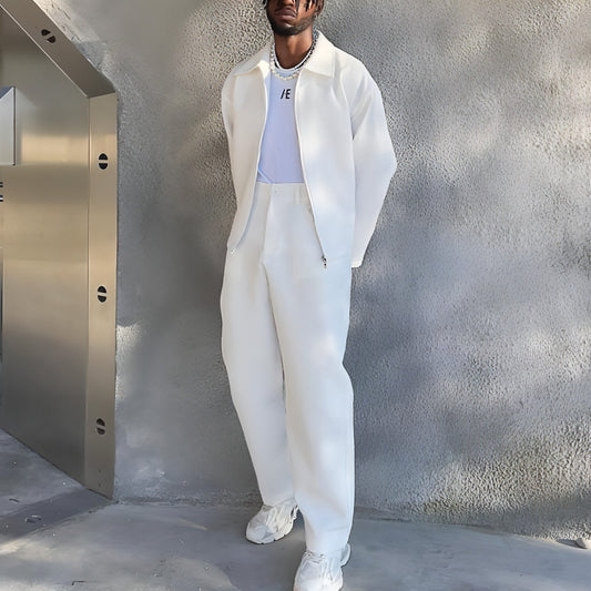 Image of Men's Solid Color Fashion Tracksuit Top Casual Pants Two-... from Edmene LLC