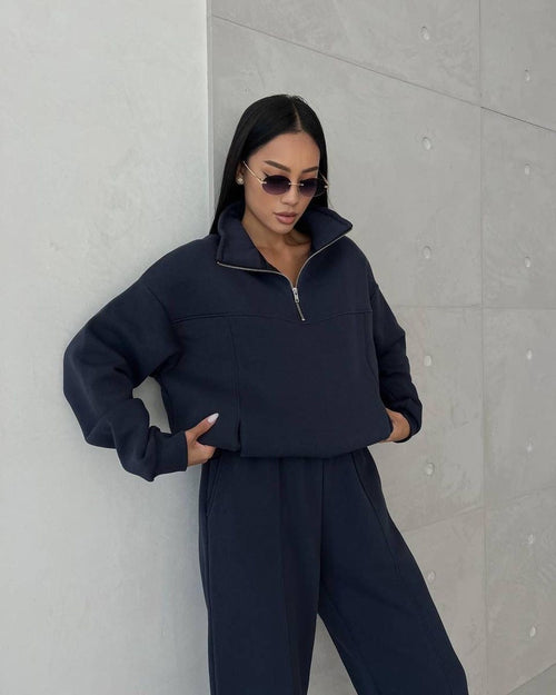 Image of Y2K Winter Jogging Women Two Piece Set Female Zipper Coat Casual Pants Tracksuit Autumn Jacket Fashion Contrast Sport Wear Set 1394397242 from Edmene LLC