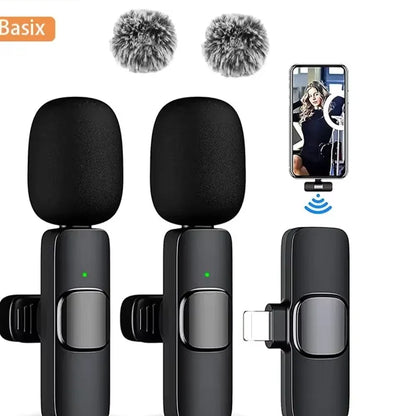 Mini Wireless Lavalier Microphone Windproof Wool Replaceable Lavalier Microphone for iPhone YouTube Vlog Audio Recording
