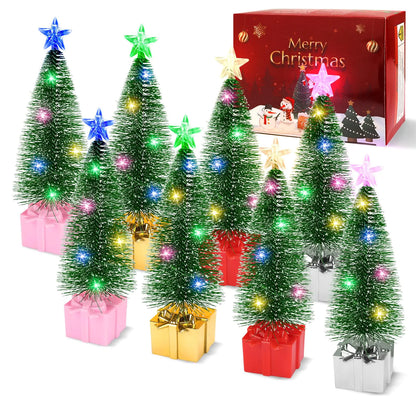 Mini Christmas Tree with Lights 8 Pack Tabletop Christmas Tree with Lights for Indoor Christmas Decorations Holiday Party Ornagment Christmas Centerpieces for Tables (8)