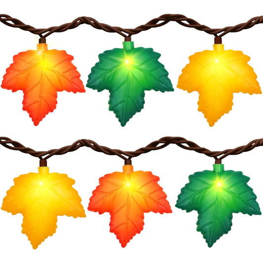 Thanksgiving Decor Maple Leaf String Lights 8.5Ft Maple Leaf LED Lights 10 PCS 3D Maple Leaf Fall Lights Plug in for Home Indoor Outdoor Autumn Party Thanksgiving Harvest Fall Decorations