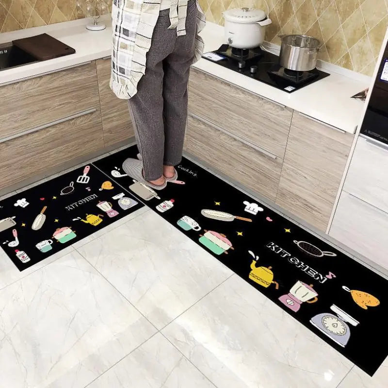 Modern Geometric Non-Slip Kitchen and Bathroom Mat