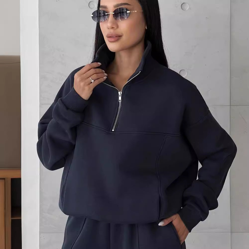 Image of Y2K Winter Jogging Women Two Piece Set Female Zipper Coat Casual Pants Tracksuit Autumn Jacket Fashion Contrast Sport Wear Set 1394397242 from Edmene LLC