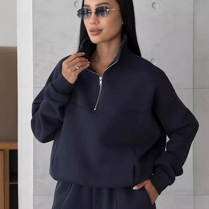 Image of Y2K Winter Jogging Women Two Piece Set Female Zipper Coat Casual Pants Tracksuit Autumn Jacket Fashion Contrast Sport Wear Set 1394397242 from Edmene LLC