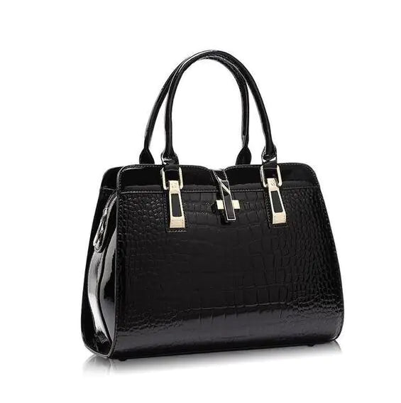 Crocodile Pattern Glossy Handbag