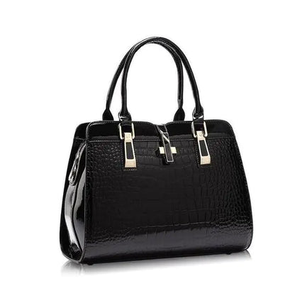 Crocodile Pattern Glossy Handbag