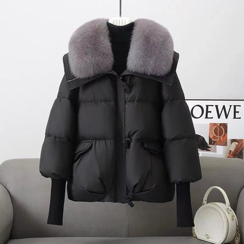 Womens Winter Jacket with Removable Fur Collar