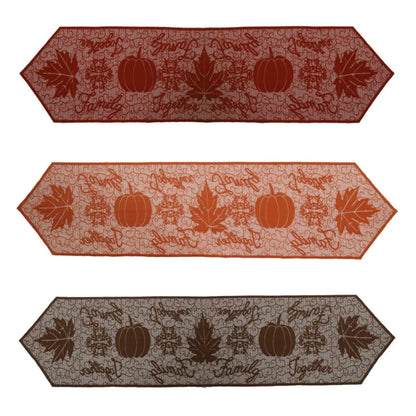 Thanksgiving and Halloween Table Runner with Leaves and Pumpkins
