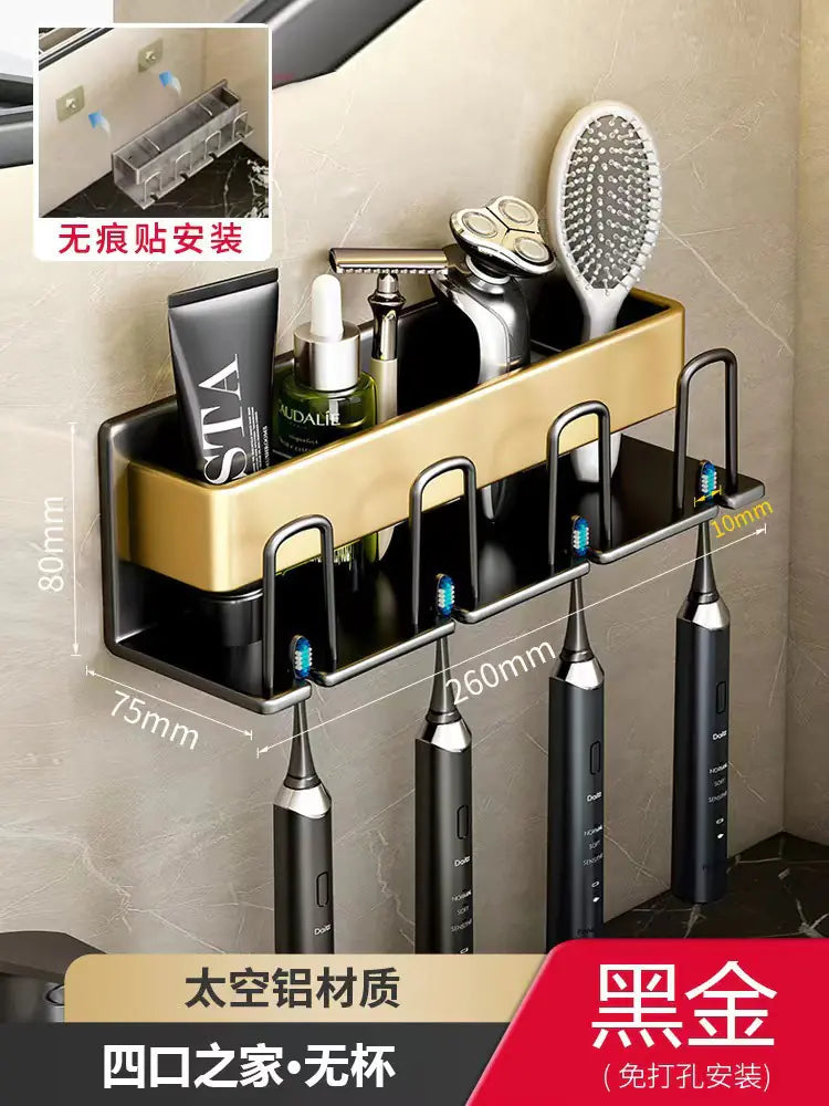 Wall-Mounted Toothbrush and Cup Holder for Bathroom