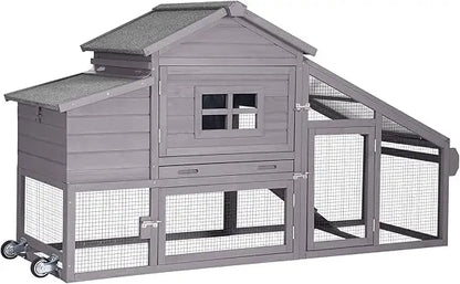 Image of Rabbit Hutch Outdoor Mobile Chicken Coop With Wheels Wooden Bunny Cage Large Duck House With Run Uv Roofred from Edmene LLC