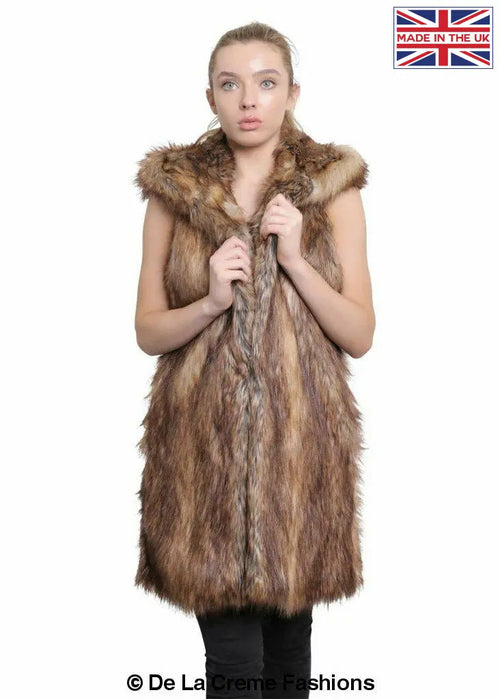 Image of Faux Fur Hooded Gilet 1242281840 from Edmene LLC