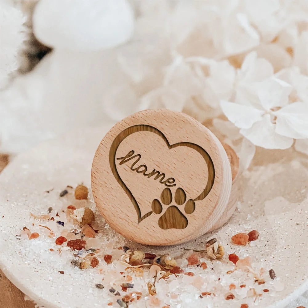 Image of Personalized Custom Name Wooden Carving Pet Hair Storage Box Pet Supplies Dog Save Teeth Memorial Boxes Pet Lost Memorial Gifts from Edmene LLC