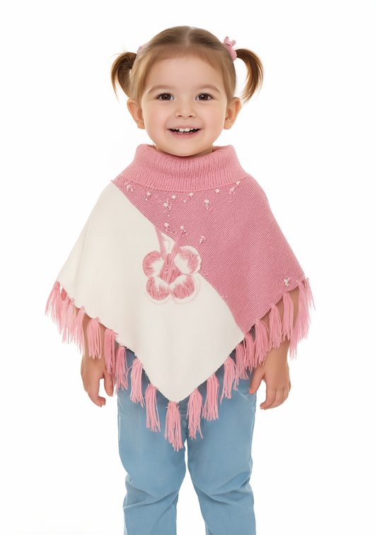 Women & Girls Poncho for winters | Beautiful design poncho-Pink &