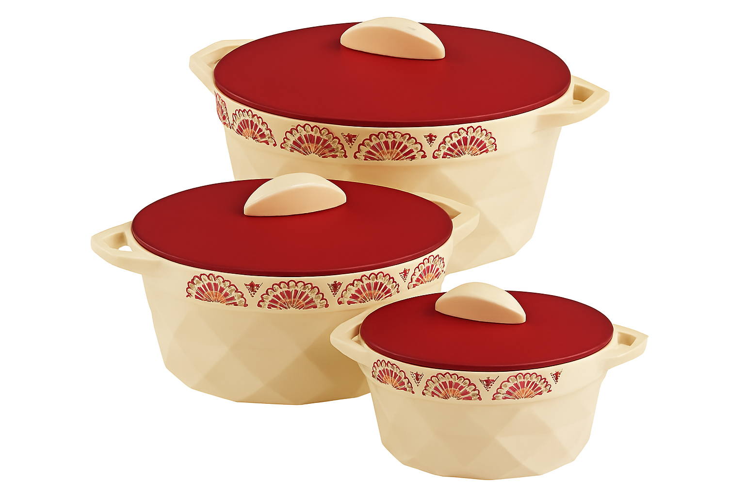 Image of Peach Diamond Pattern Non-Stick Cookware Set – 3-Piece from Edmene LLC