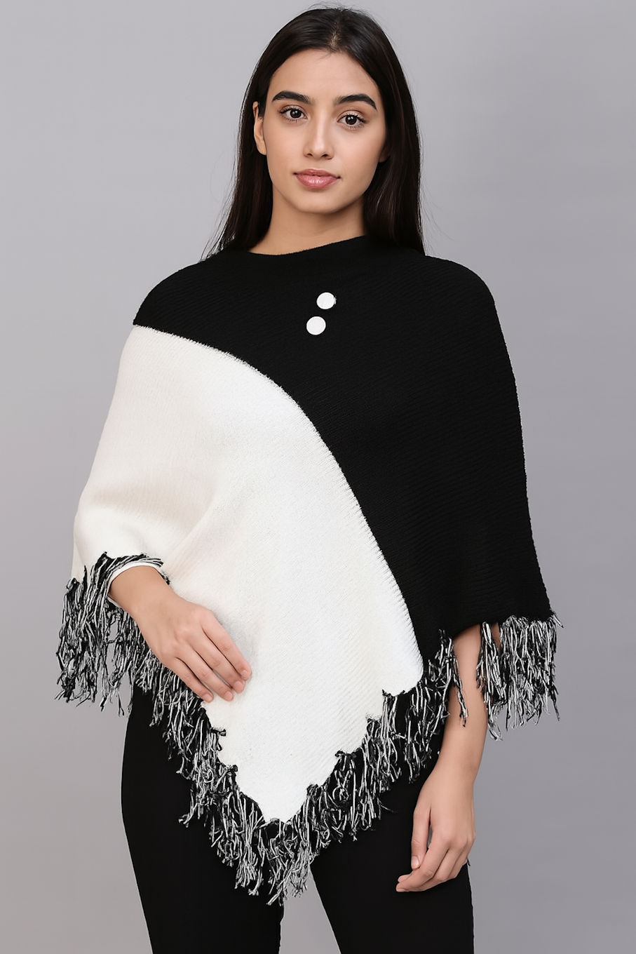 Women & Girls Poncho for winters | Beautiful design poncho-Black &