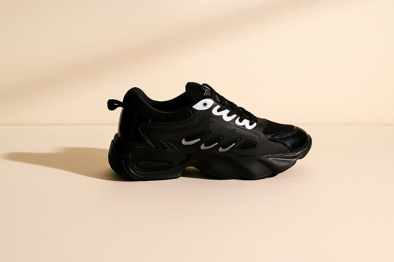 Image of Futuristic Black Chunky Sneaker with White Accents (SIZE ... from Edmene LLC