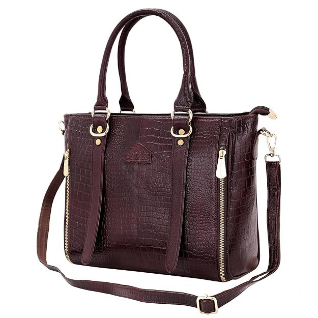 Image of A.E Leather Hand Bag for Women with Multiple Compartments... from Edmene LLC