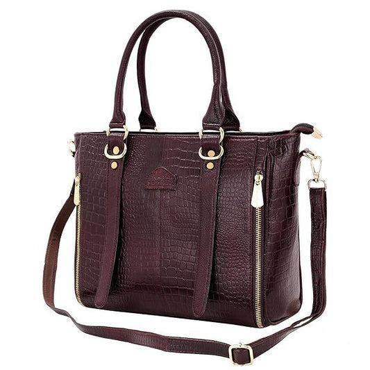 Image of A.E Leather Hand Bag for Women with Multiple Compartments... from Edmene LLC