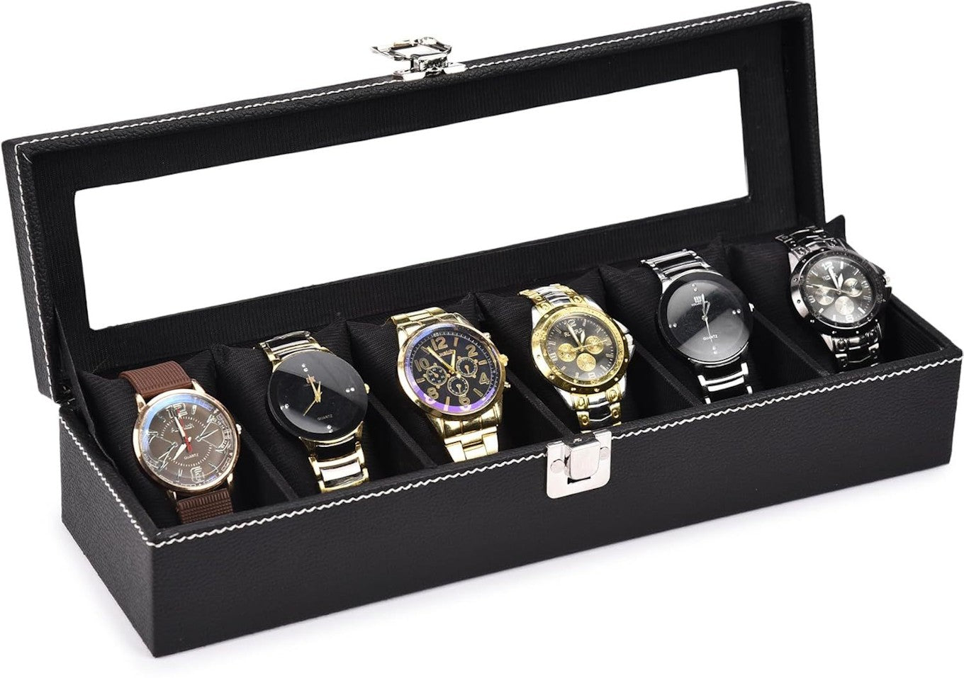 Image of Watch organizer holder Case for 6 Watches (Black) from Edmene LLC