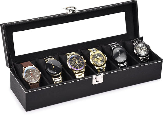 Image of Watch organizer holder Case for 6 Watches (Black) from Edmene LLC