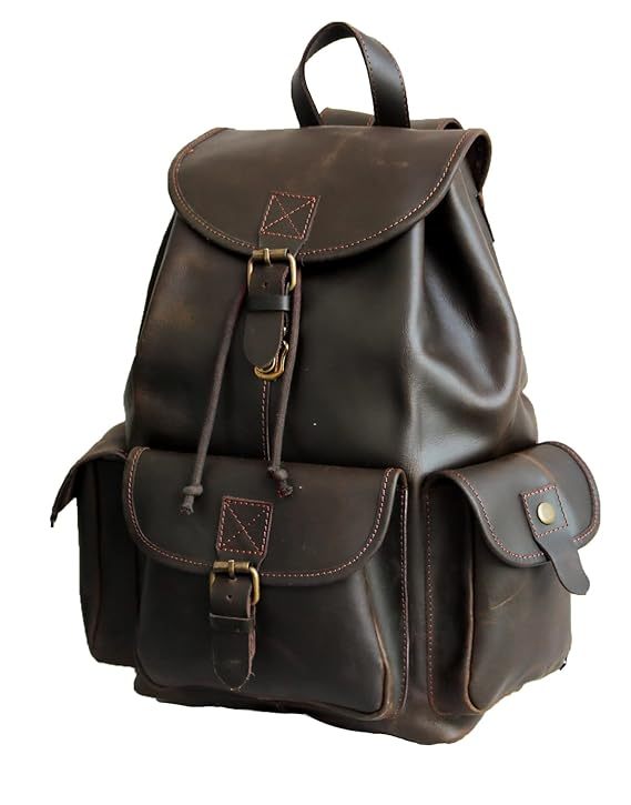 Brown Leather Backpack Vintage Rucksack