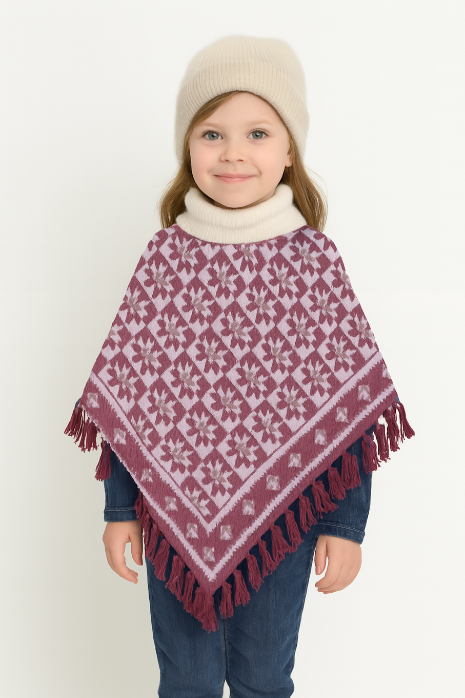 Women & Girls Poncho for winters | Beautiful design poncho-Purple