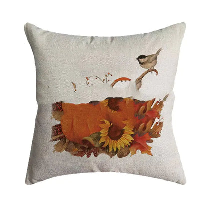 Thanksgiving Pumpkin Festival Burlap Pillowcase Cover