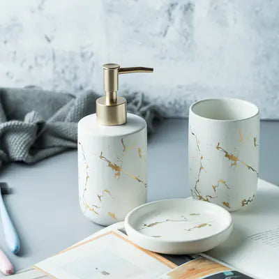 Nordic Luxury Marble Ceramic Bathroom Set (5 Pieces)