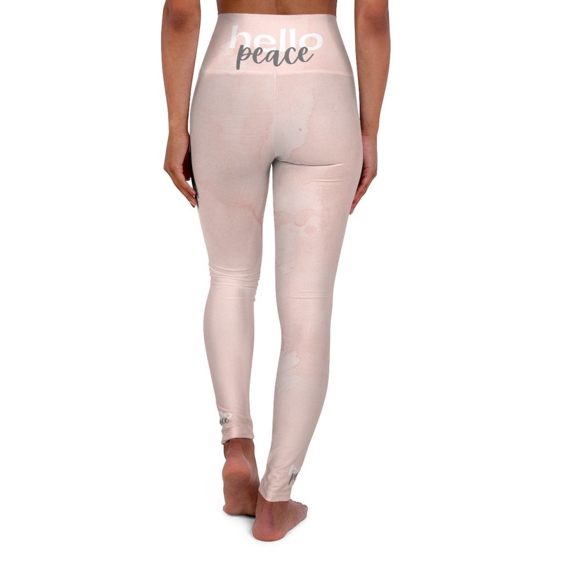 Image of High Waisted Yoga Leggings Peach Marble Style Fitness Pants 653719374 from Edmene LLC