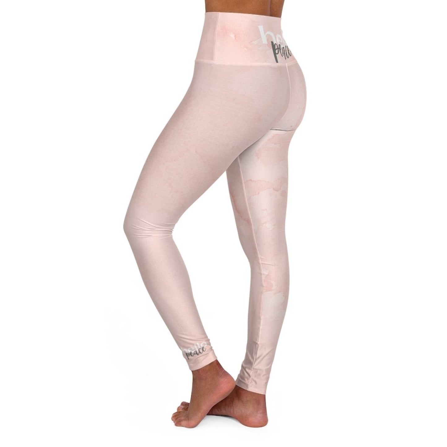 Image of High Waisted Yoga Leggings Peach Marble Style Fitness Pants 653719374 from Edmene LLC