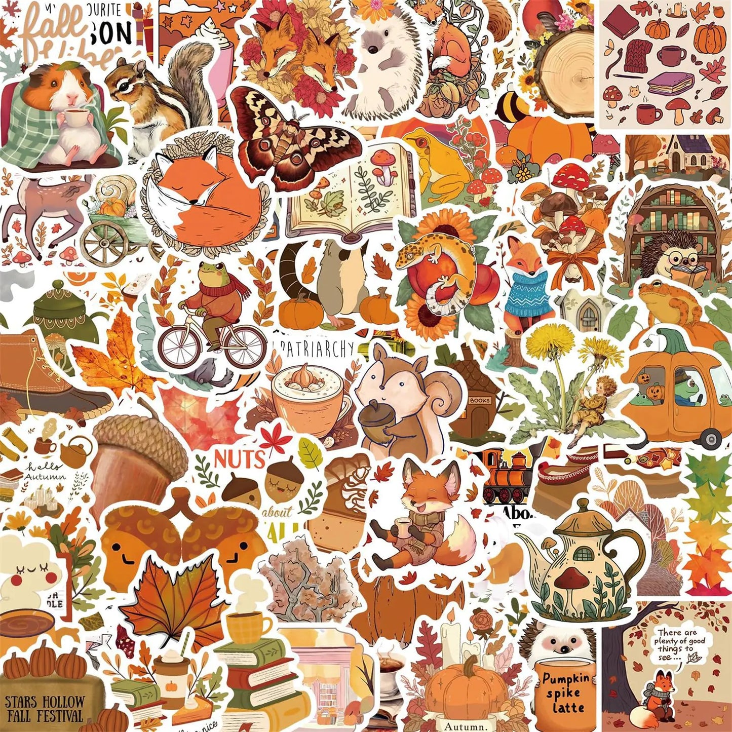 100PCS Thanksgiving Fall Stickers Autumn Pumpkin Maple Leaf Stickers Decals for Thanksgiving Water Bottles Luggage Cards Envelopes Scrapbook Laptop Gift Party Decoration for Kids Teens (Autumn)