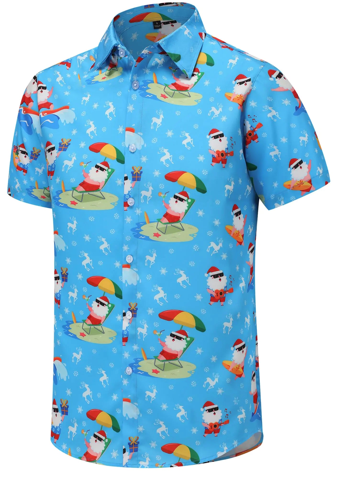 Christmas Shirts for Men Short Sleeve Funny Christmas Shirts for Men Santa Claus Ugly Hawaiian Christmas Vacation Shirts