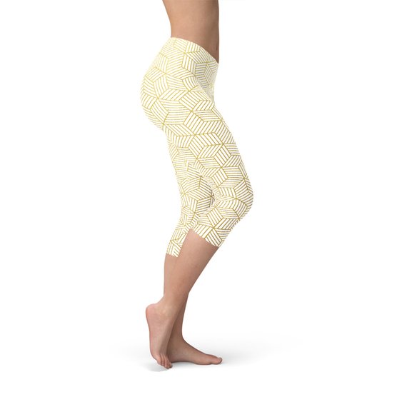 Image of Womens White Capri Leggings W Geometric Cubes 1731601904 from Edmene LLC