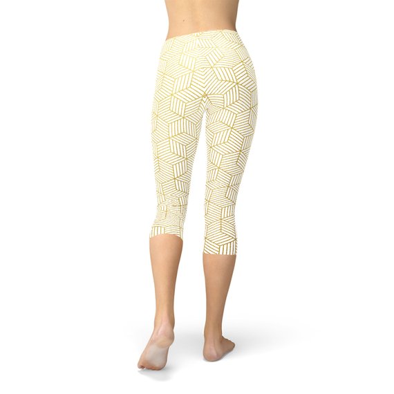 Image of Womens White Capri Leggings W Geometric Cubes 1731601904 from Edmene LLC