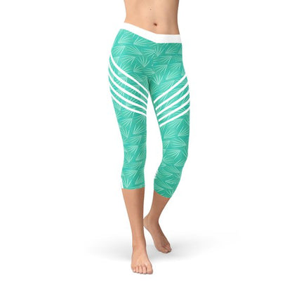 Image of Turquoise Sports Capri Leggings from Edmene LLC